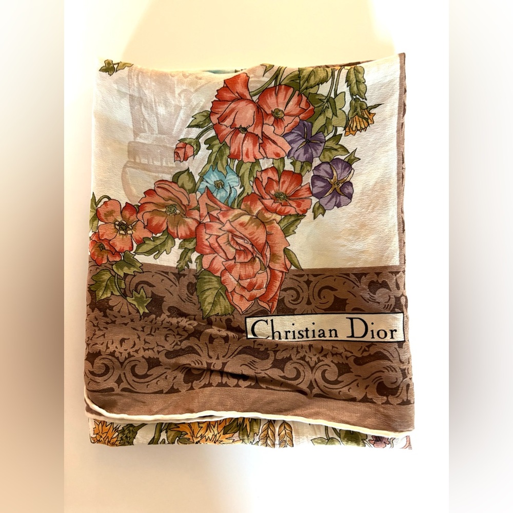 CHRISTIAN DIOR Vintage Solk Scarf - Picture 10 of 11